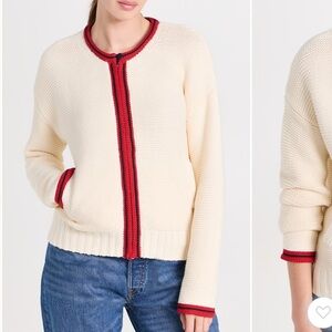 ALEX MILL Cream Fred Zip Sweater in Chunky Knit Cotton